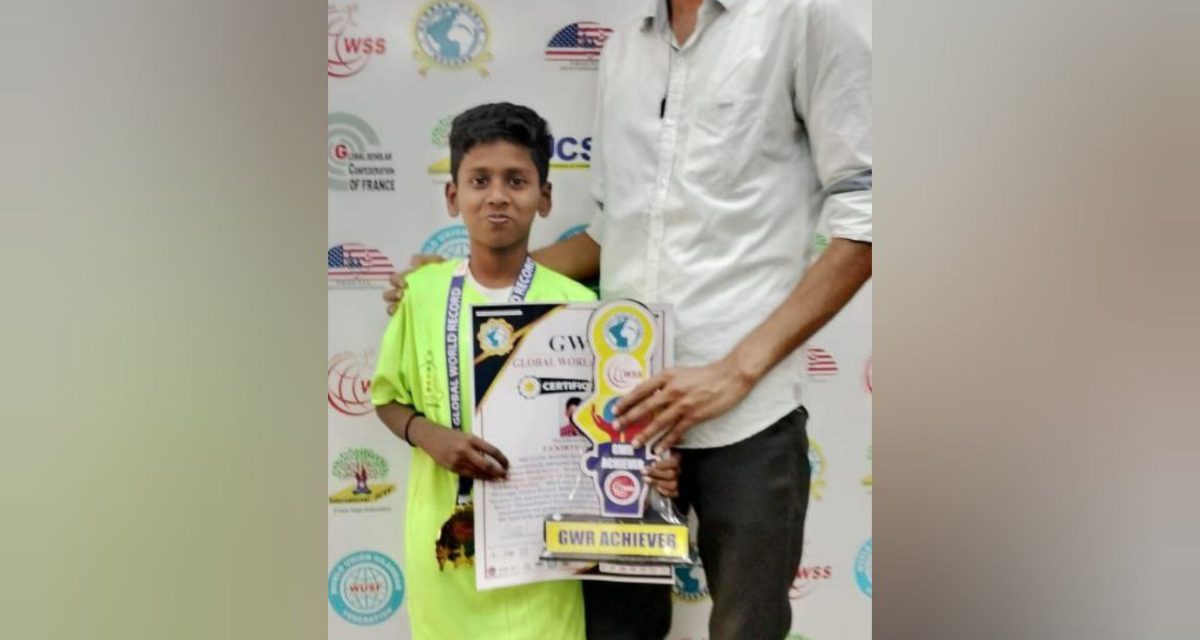 Mr. S.KIRTHUVICK set a New Silambam World Record in GWR Global World Record .